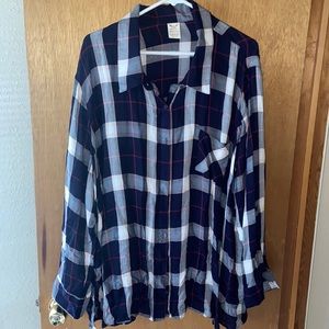 Faded Glory 4x (26W-28W) plaid button up shirt